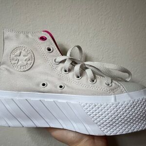Converse All Star Women's High-Top Lift 2x Hi Platform Sneakers - Cream Hot Pink